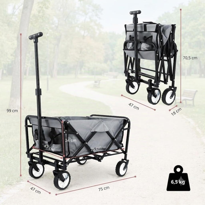 Gardenio Bollerwagen faltbar mit Bremsen, Handwagen 80 kg/60l, Bollerwagen klein &amp; leicht mit Tasche