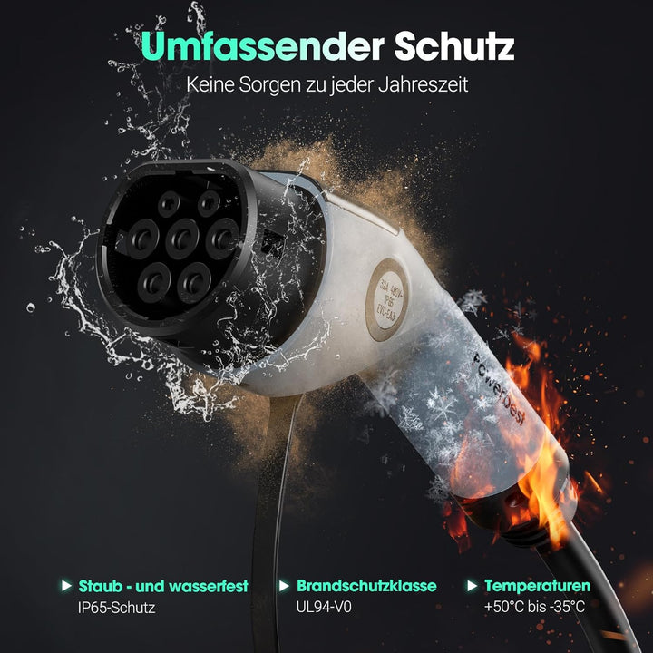 Typ-2-Ladekabel, 22KW 5M 32A Dreiphasiges E-Auto-Ladekabel Typ 2 auf Typ 2 Mode 3 für Elektro- und H