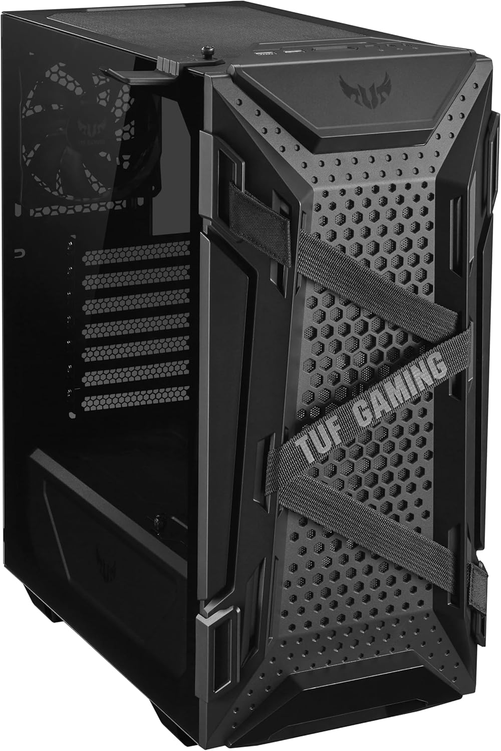 ASUS TUF Gaming GT301 kompaktes PC Gehäuse (Mid-Tower, Seitenwand aus Glas, 120mm Aura-RGB-Lüfter, A