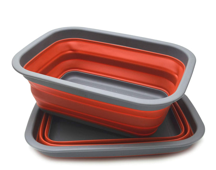 SAMMART Set of 2-9.2L (2.37Gallon) Collapsible Tub - Portable Outdoor Picnic Basket/Crater - Foldabl