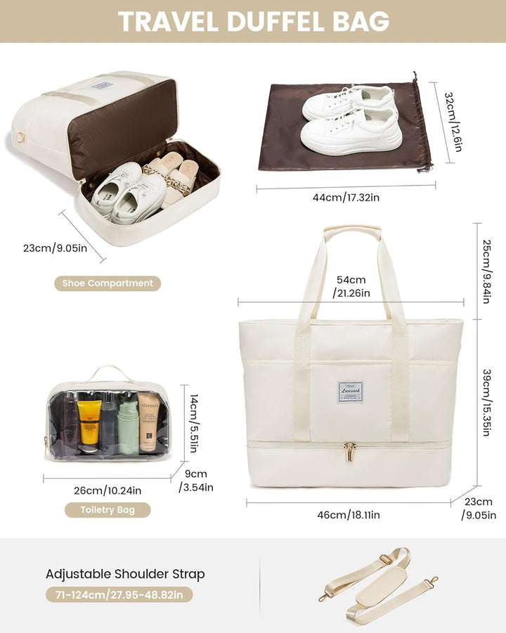 LOVEVOOK Reisetasche Damen, Wasserdicht Weekender Travel Bag mit Schuhfach, Duffle Bag Kliniktasche