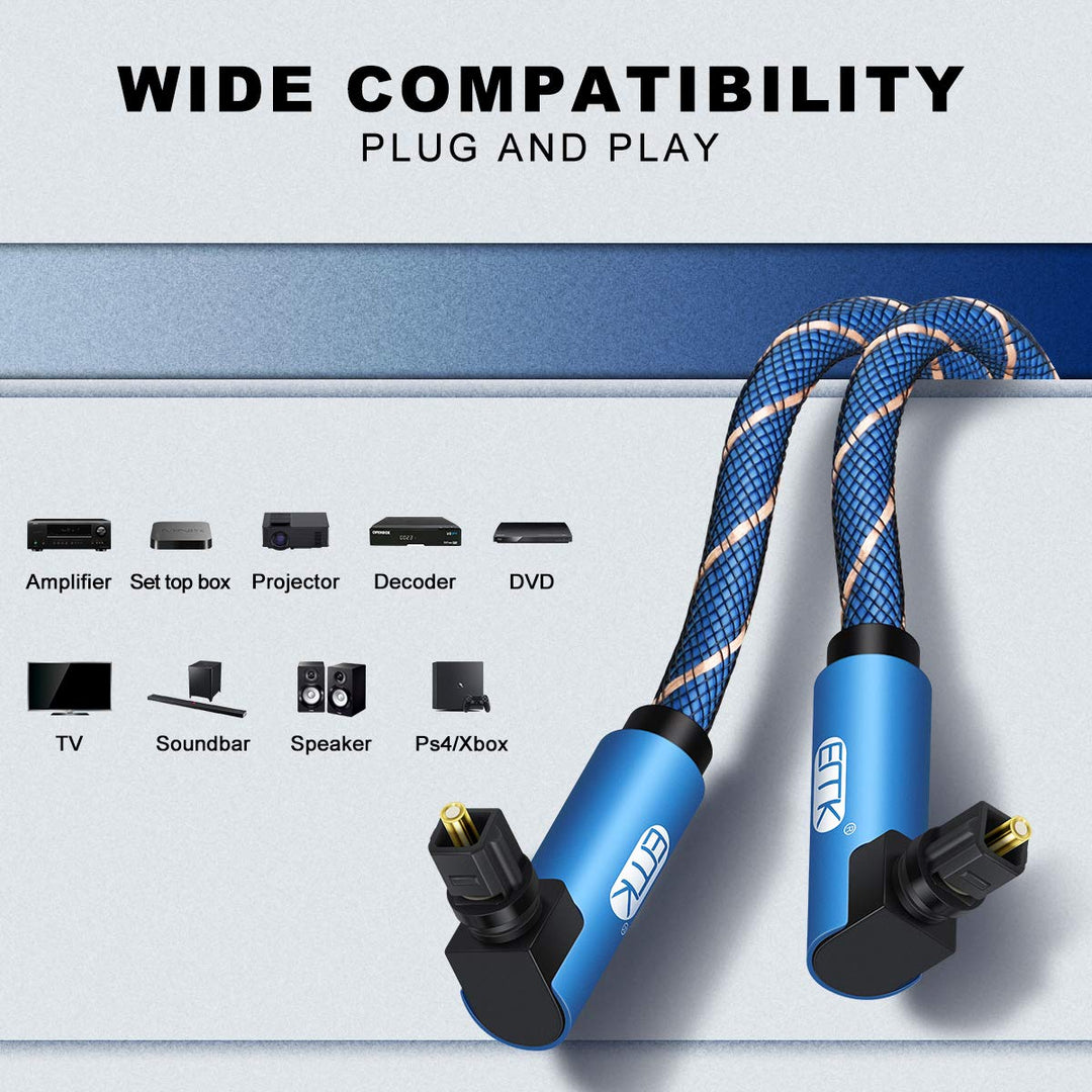 EMK 90 Grad Optisches kabel Dual Rechteck winkel Optisches Audiokabel Winkel Toslink Kabel Digitales