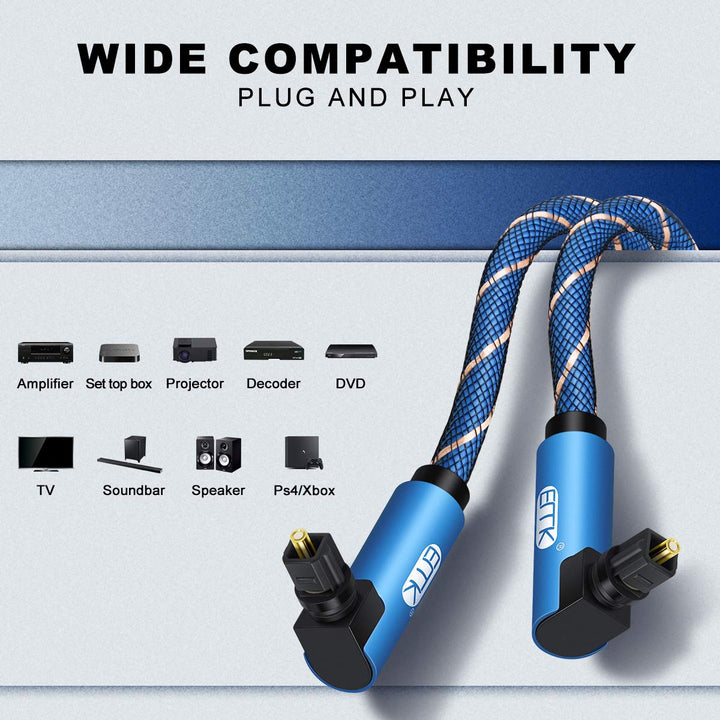 EMK 90 Grad Optisches kabel Dual Rechteck winkel Optisches Audiokabel Winkel Toslink Kabel Digitales