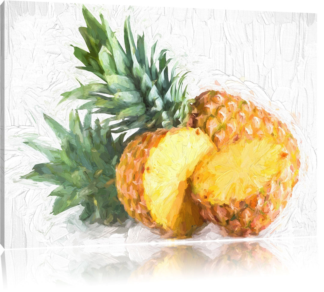 Pixxprint Frische Ananas als Leinwandbild/Grösse: 100x70 cm/Wandbild/Kunstdruck/fertig bespannt, 100