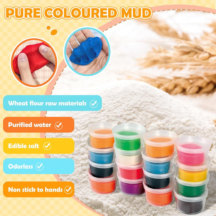 Joellfuner 70 Stück Knete Dough Set, Knete Zubehör Kinder, Knete Eismaschine Nudelmaschine Burgermas