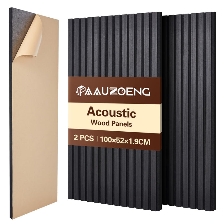 Akustikpaneele Selbstklebend 2er Set 100x52cm, Schalldämmung Echoreduzierung Wandpaneele aus Holzf
