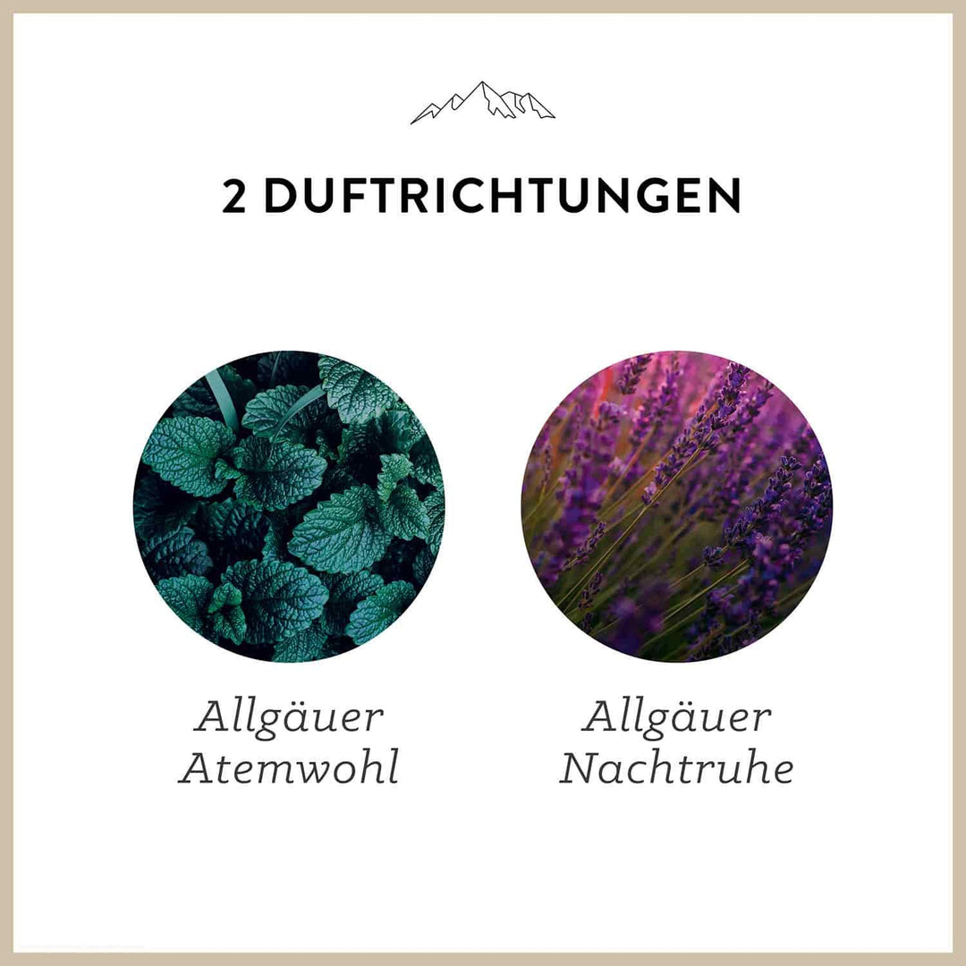 AllgäuQuelle® Bio Badeöl-Set mit ätherische-Öle 2x100ml - ✓ Allgäuer Atemwohl ✓ Allgäuer Nachtruhe.