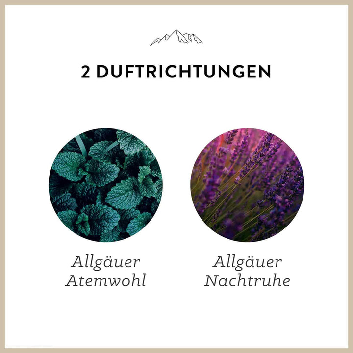 AllgäuQuelle® Bio Badeöl-Set mit ätherische-Öle 2x100ml - ✓ Allgäuer Atemwohl ✓ Allgäuer Nachtruhe.