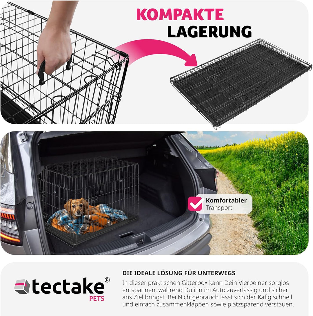 tectake® Hundekäfig, Hundegitter Box, Dog Kennel, Hundebox faltbar, Transportbox stabil, für Hunde u