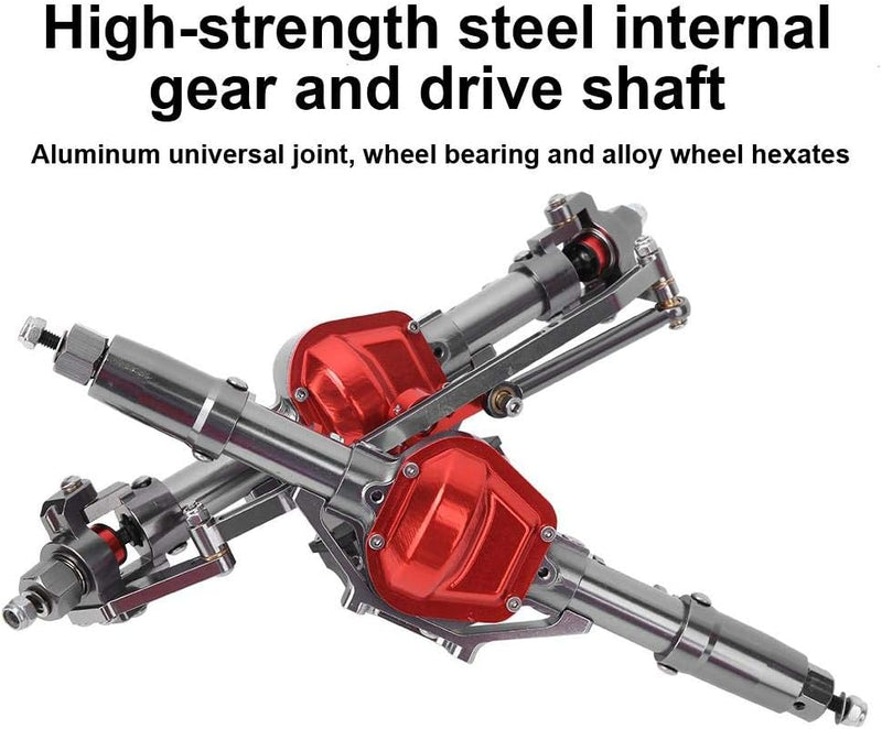 Tbest RC Vorderachse, 1:10 Aluminiumlegierung RC Crawler Vorder- und Hinterachse Fernbedienung Kontr