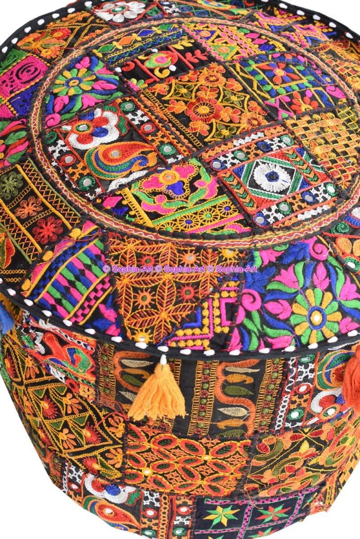 Indische bestickte Patchwork-Abdeckung Indische dekorative Hocker Indische bequeme Boden Baumwolle K