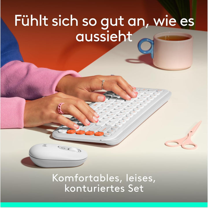 Logitech POP ICON Keys kabellose Bluetooth-Tastatur, Comfortable Tippen, POP Mouse, kompakte und Mob