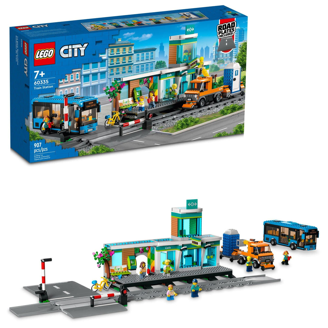 Lego 60335 City Der Bahnhof: Stadtabenteuer mit Bus, Hubwagen, 6 Minifiguren, Strassenschilder, komp