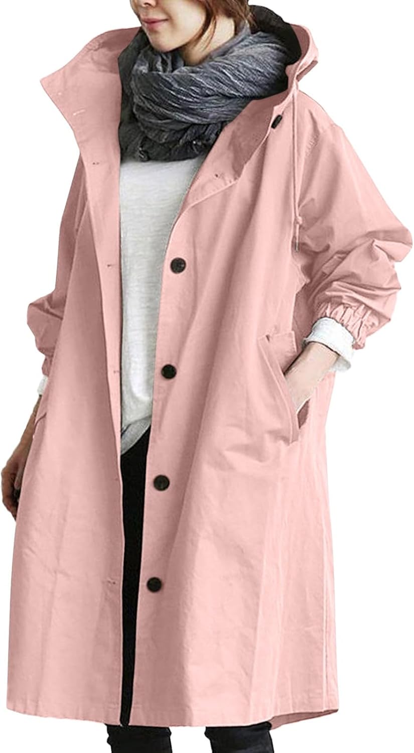C'est TT Regenjacke Damen Atmungsaktiver Windbreaker Mit Kapuze Regenponcho Leicht Mehrzweck Windbre