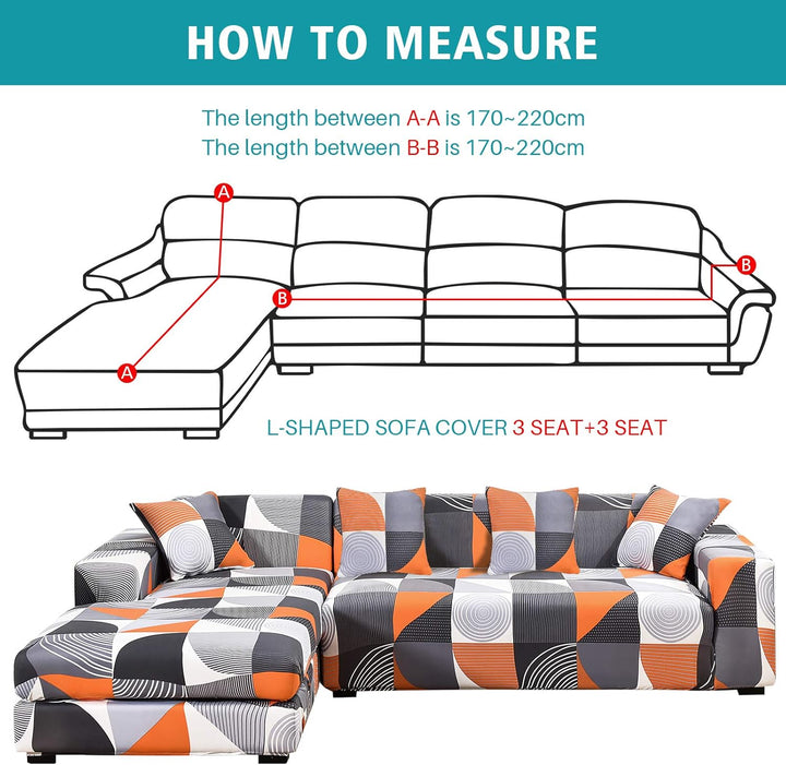 ShowyLive Sofa Überzug Couch Überzug 2er Set für Ecksofa L-Form Sofabezug 3 Sitzer+3 Sitzer, mit 4 S