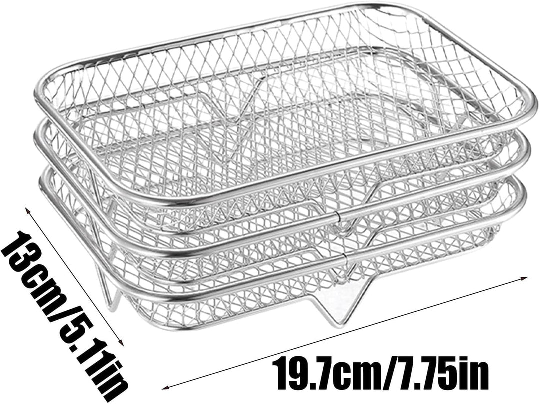 3-stöckiger stapelbarer Grillkorb, leicht zu reinigen und platzsparender Ständer, Mehrzweck-Luftfrit