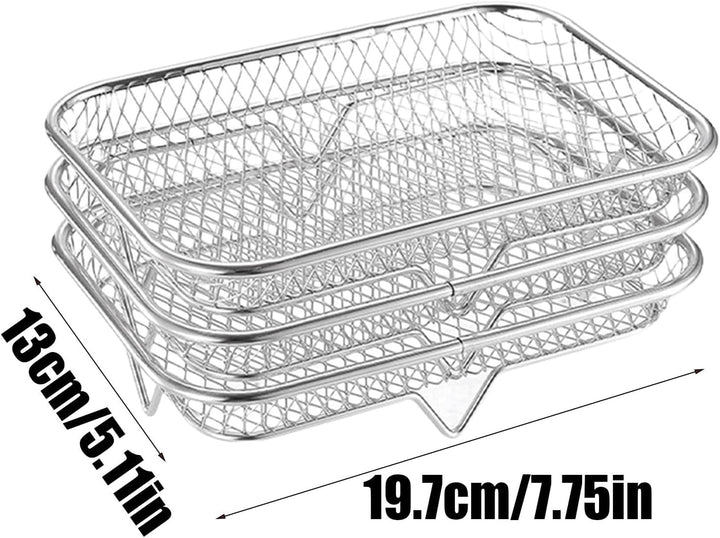 3-stöckiger stapelbarer Grillkorb, leicht zu reinigen und platzsparender Ständer, Mehrzweck-Luftfrit