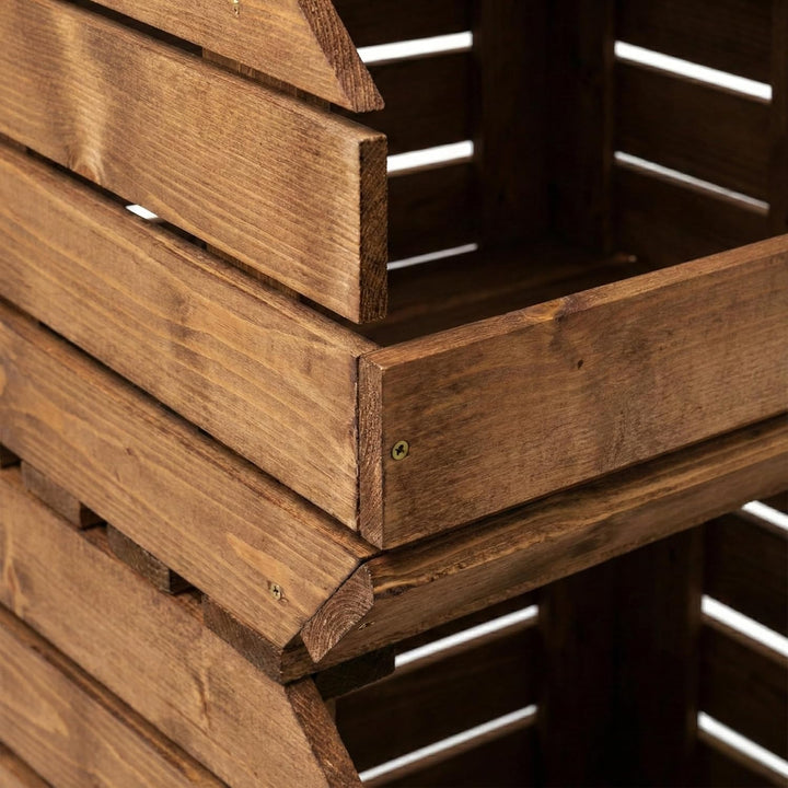 Stapelkisten Set Gemüseregal Mit Rollen 3 Holzkisten Regal Obsthorde Kartoffelkiste Braun Mit Montag