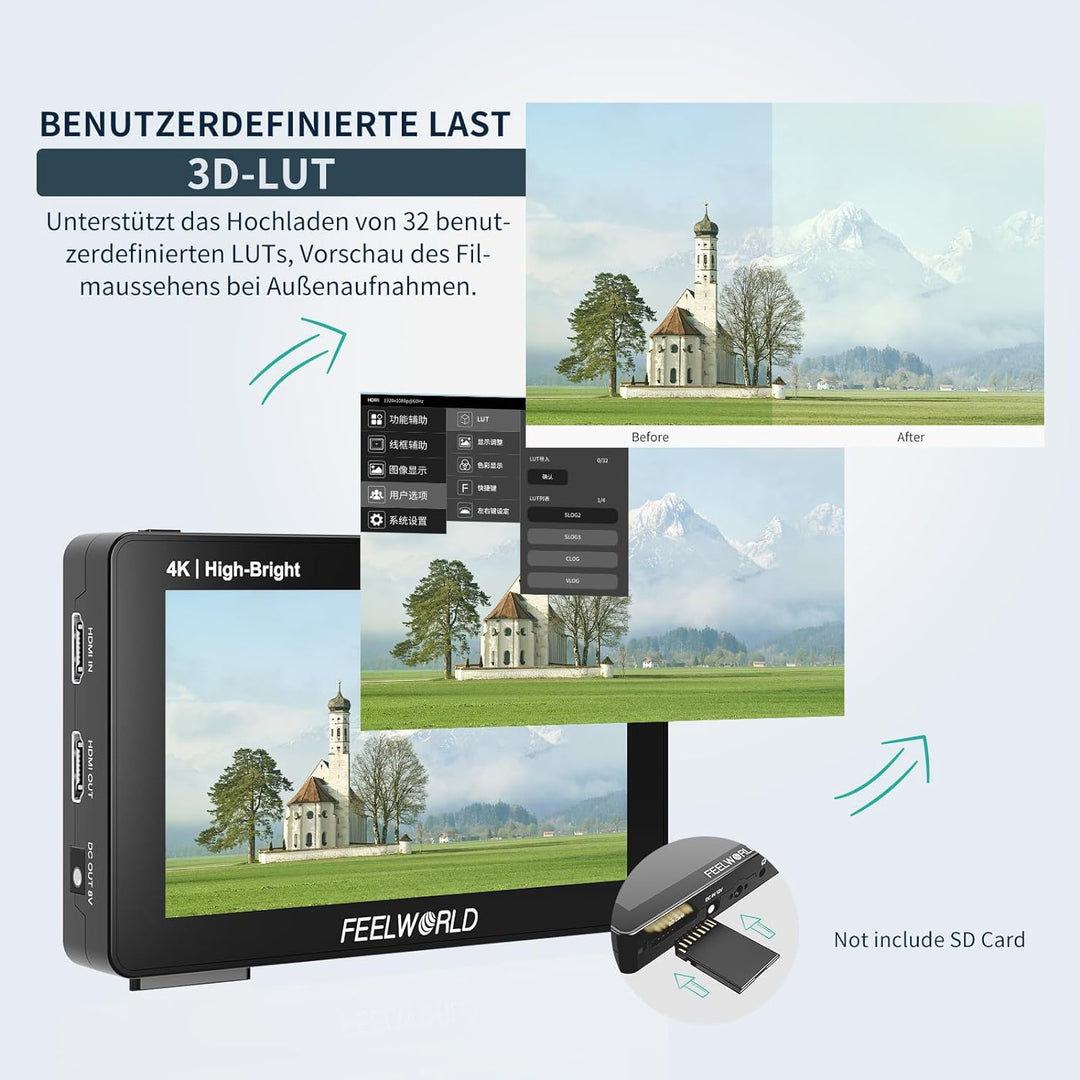 FEELWORLD F6 PLUSX 5.5 Inch 1600nit High Bright DSLR Camera Field Touch Screen Monitor with HDR 3D L