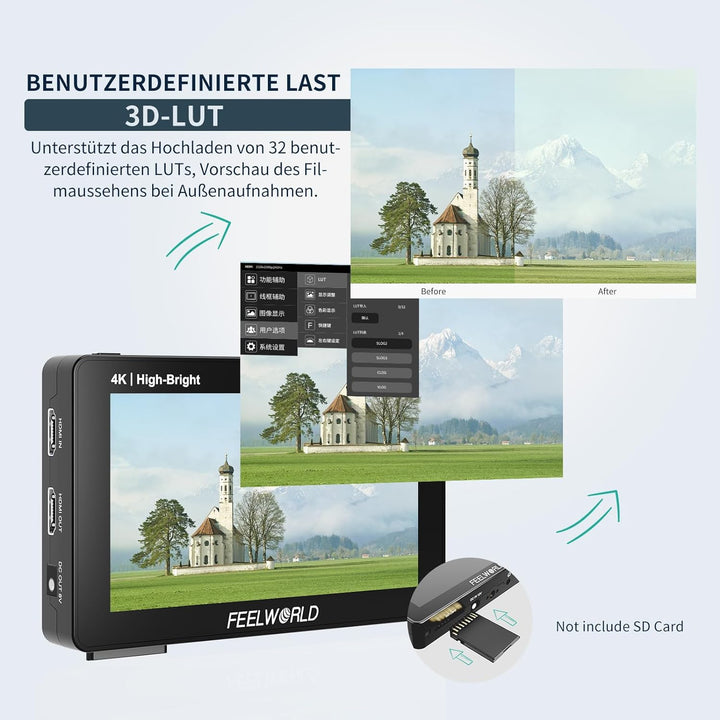 FEELWORLD F6 PLUSX 5.5 Inch 1600nit High Bright DSLR Camera Field Touch Screen Monitor with HDR 3D L