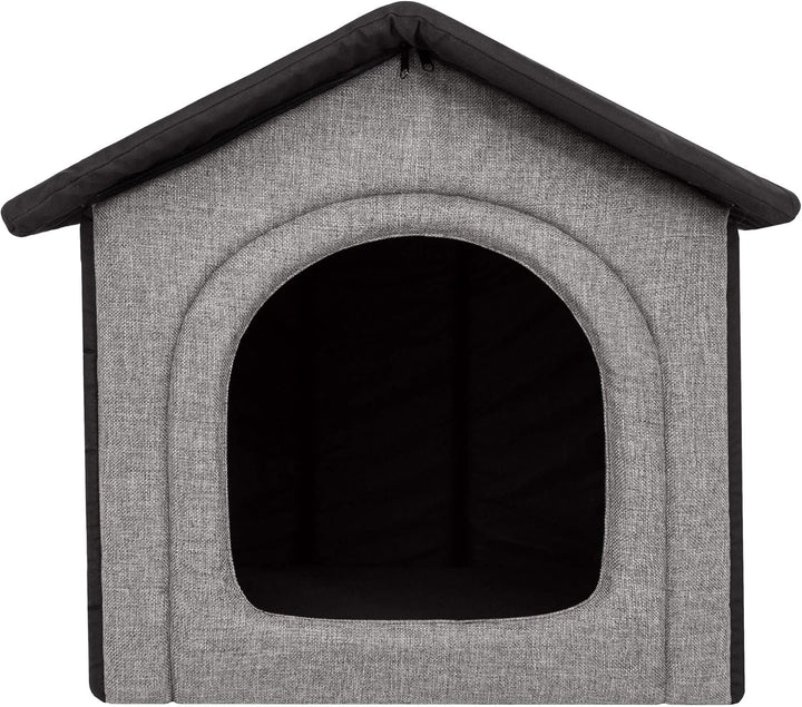 Hundehütte Hundehöhle Hundebett Hundehaus Katzenhöhle mittle M - 44x38 cm hellgrau mit schwarz M - 4