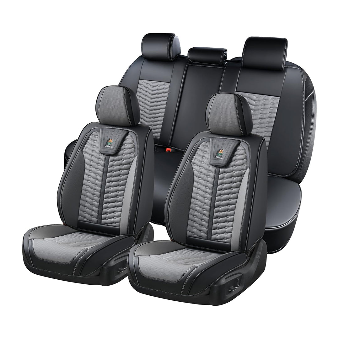 FLORICH Autositzbezüge, Premium Leder Vorder und Rücksitzbezüge, 5 Stück, universelles Auto-Innenaus
