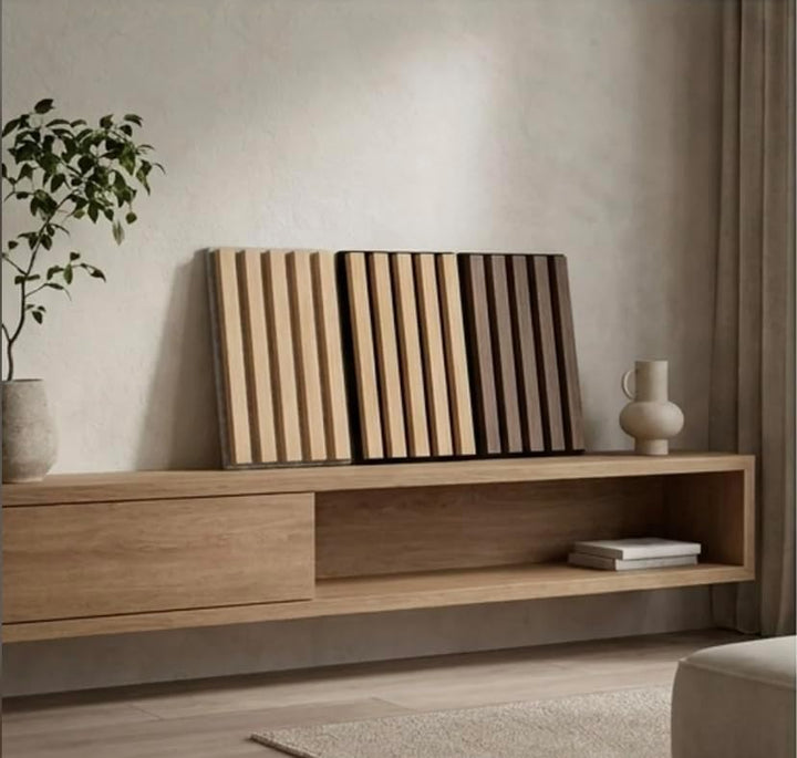 Akustikpaneele Holz Wandregal aus Echtholz Eiche &amp; Akustikfilz (Holz &amp; Akustitkfilz, Produktmuster)
