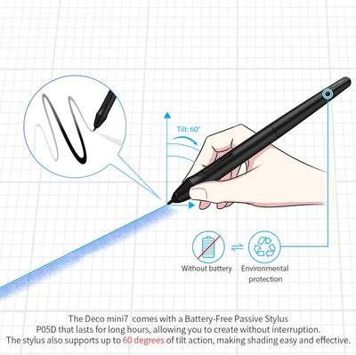 XP-PEN Deco Mini 7 Drawing Tablet Grafiktablett Pen Tablet OSU Spielen Stift Tablett mit 8 Express T