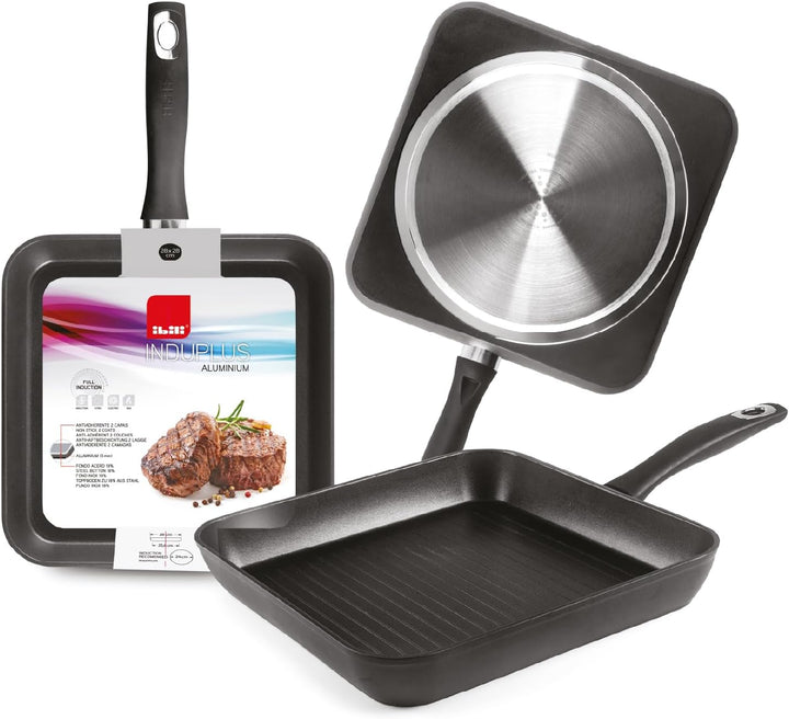 IBILI - Grillpfanne New Induplus, 28 cm, Aluminium, Anti-Haft, geeignet für Induktion 28 cms, 28 cms