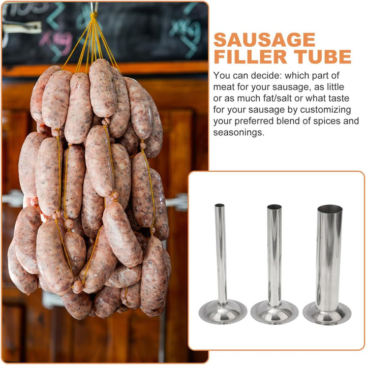 HEMOTON Wurstfüller Trichter Set Edelstahl 3 Grössen Wurstfüllrohre Für Fleischwolf Zubehör Wurstfül
