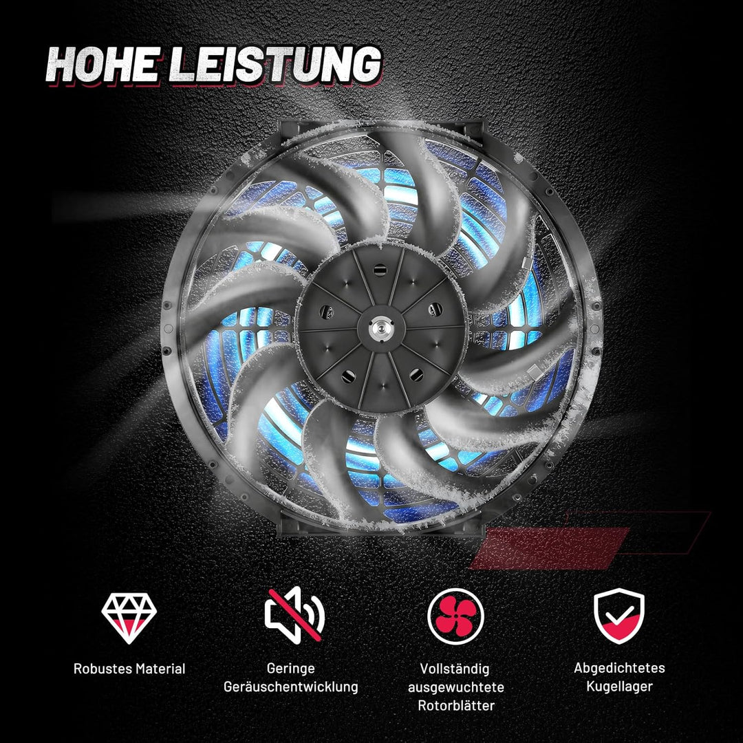 BDFHYK 12 Zoll 12V 80W Universal Auto Kühlerlüfter Kühlgebläse Elektrischer Lüfter Motorlüfter Slim