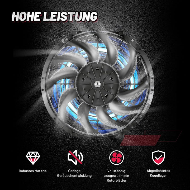 BDFHYK 12 Zoll 12V 80W Universal Auto Kühlerlüfter Kühlgebläse Elektrischer Lüfter Motorlüfter Slim