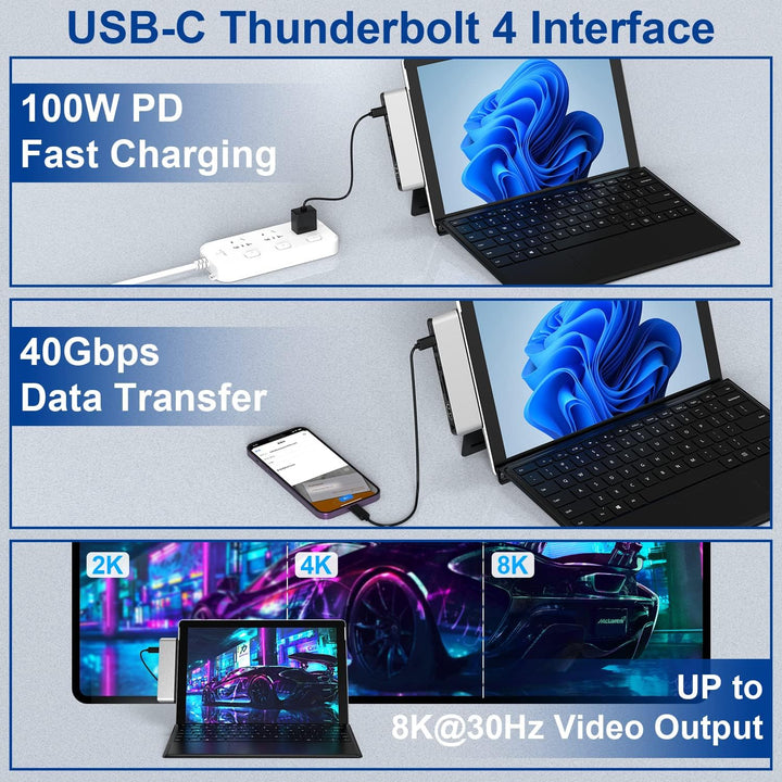 Surface Pro 9 Zubehör, Surface Pro 9 Docking Station mit 4K HDMI, USB-C Thunderbolt 4 (Display+Daten