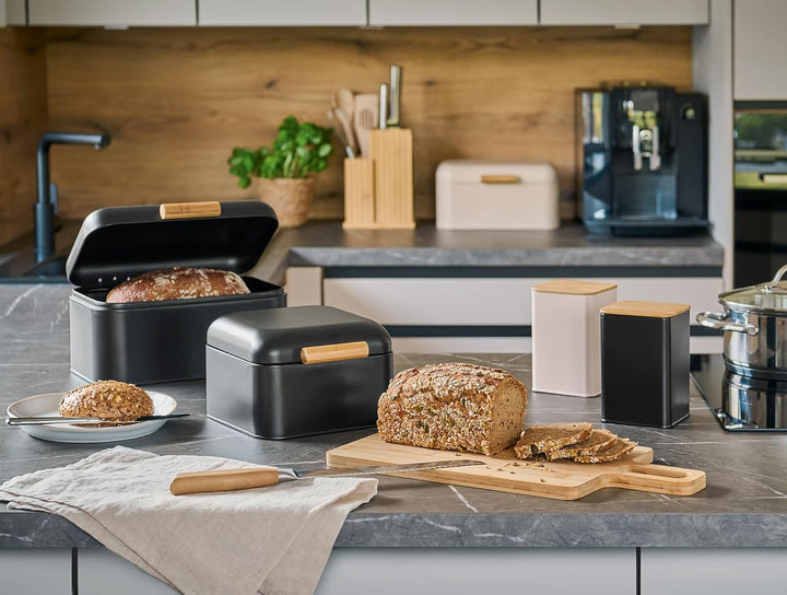 Zeller Brotkasten, Metall/Bambus, schwarz