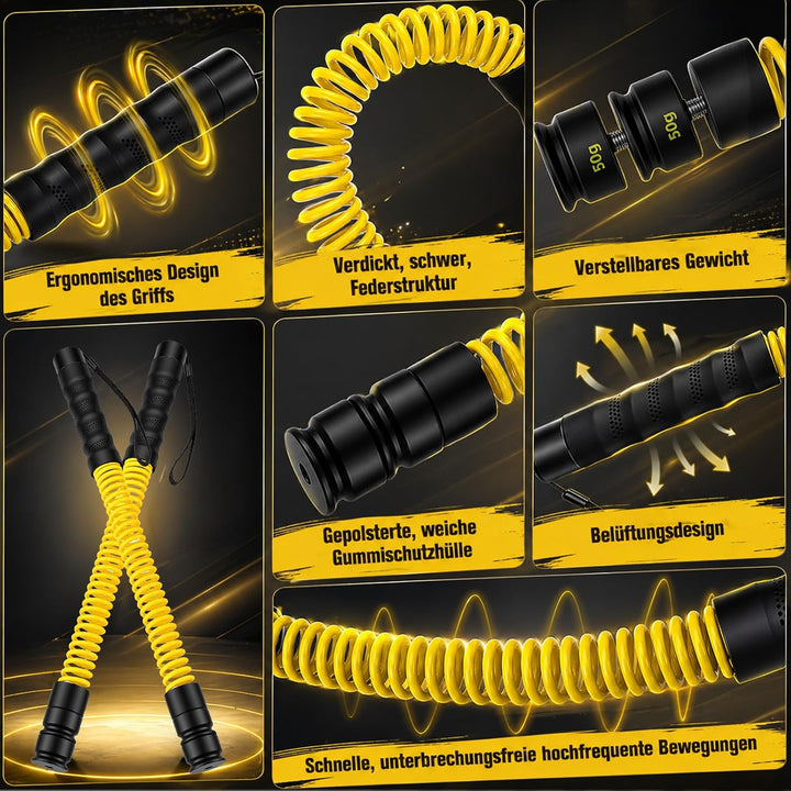 Battle Rope Ohne Seil mit Gewichtsringen – Verstellbare Battle Ropes (50-70 lbs) für Zuhause, Leise