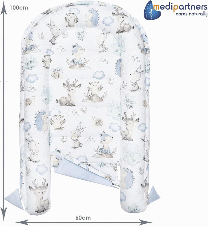 Medi Partners Babynest Kuschelnest Babynestchen 100% Baumwolle Nestchen Reisebett für Babys Säugling