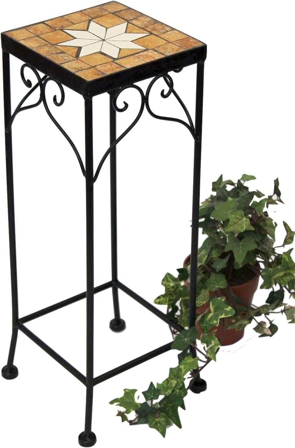 DanDiBo Blumenhocker Mosaik Eckig 46 cm Blumenständer 12012 Beistelltisch Pflanzenständer Mosaiktisc