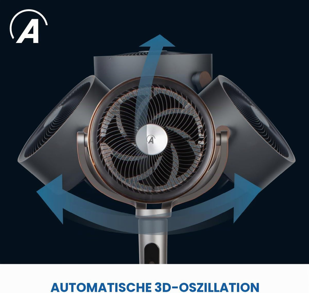 Ardes - AR5CIR02 LUMIA Luftumwälzer, 7 Flügel, automatische 3D-Oszillation, LED-Licht, einstellbare