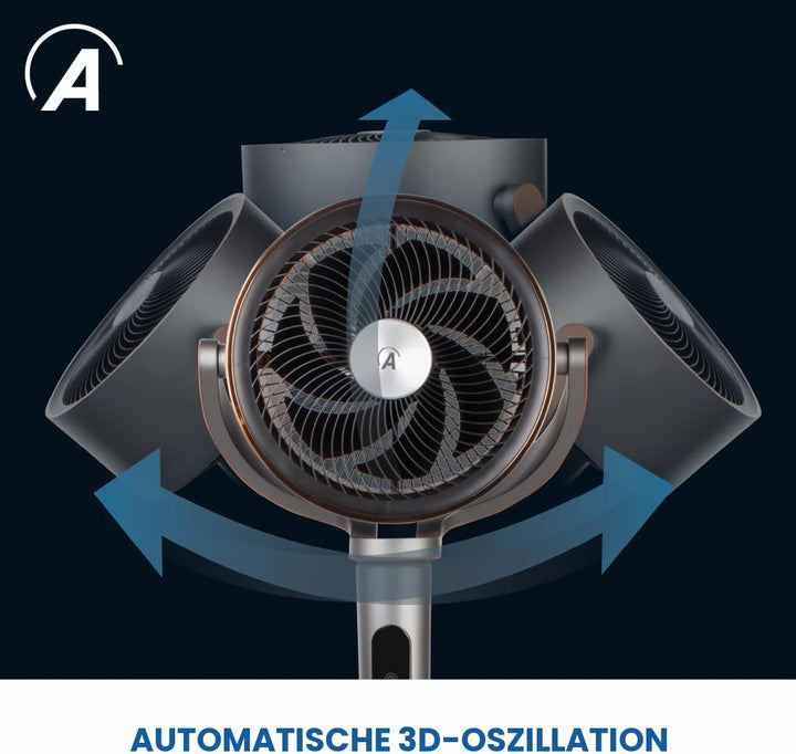 Ardes - AR5CIR02 LUMIA Luftumwälzer, 7 Flügel, automatische 3D-Oszillation, LED-Licht, einstellbare