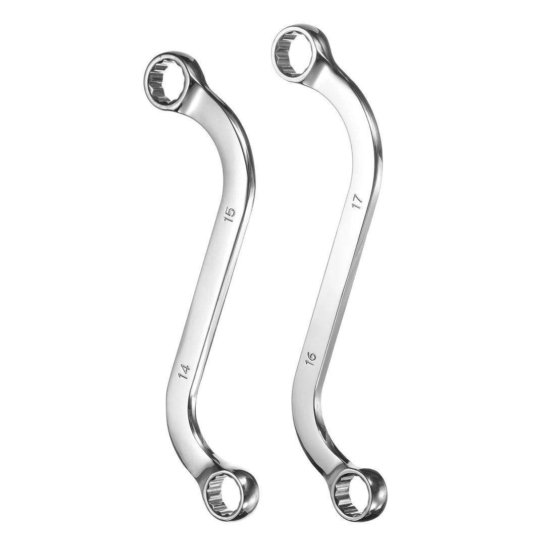 QUARKZMAN 14mm x 15mm/16mm x 17mm Doppel Ringschlüssel Metrischer 12-Punkt S-Form Verchromt 45# Stah