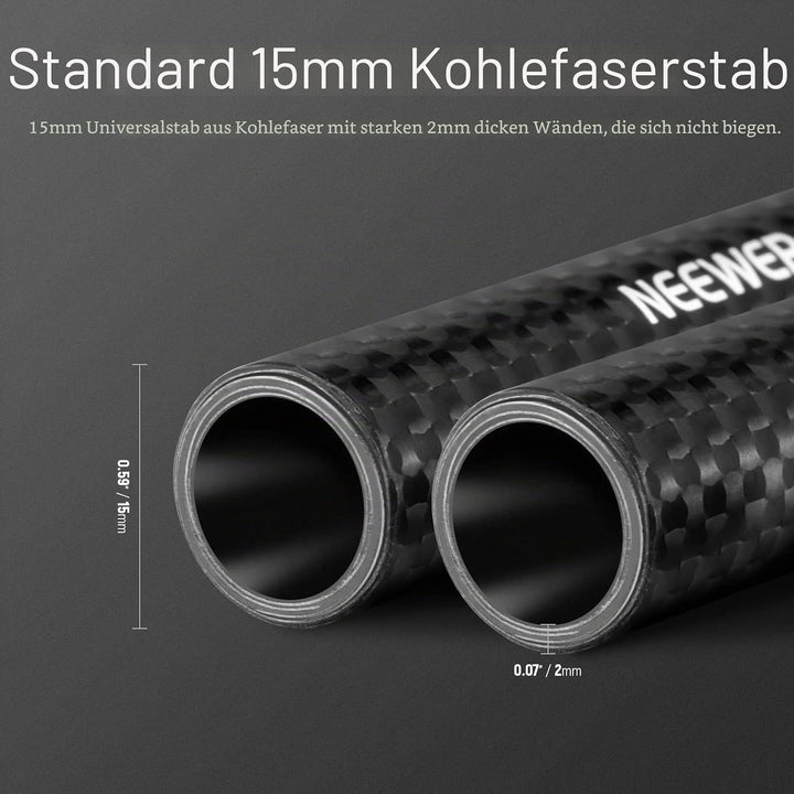 NEEWER 15mm Kohlefaser Verlängerungsstangen 30cm, kompatibel mit SmallRig, kompatibel mit Tilta 15mm