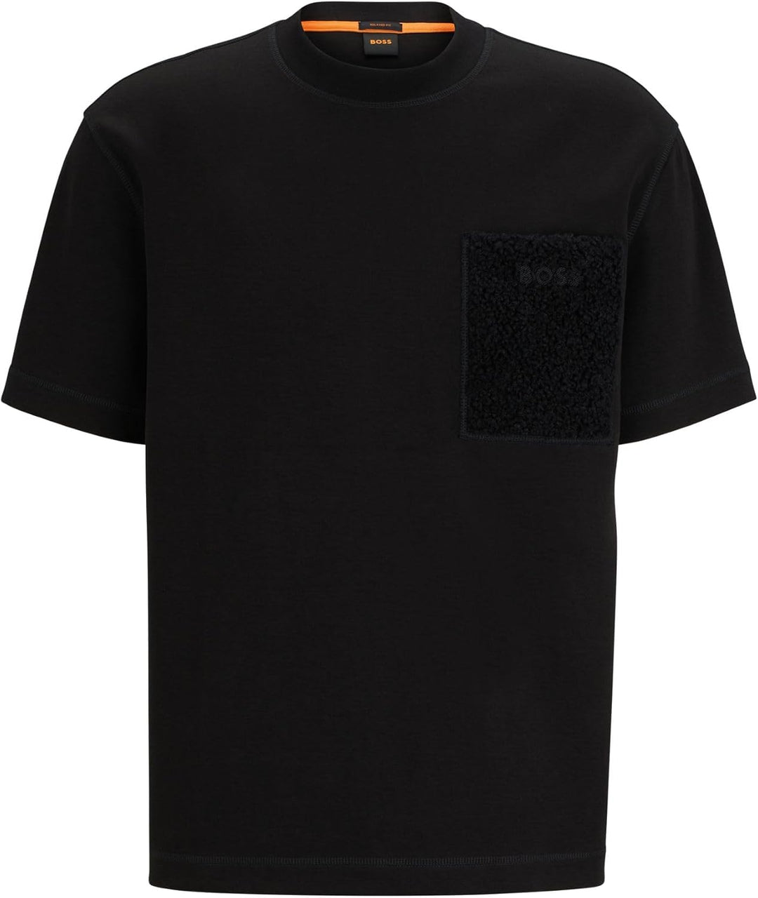 BOSS Herren Teeteddy Oversized T-Shirt aus Interlock-Baumwolle mit Teddy-Tasche XS Black1, XS Black1