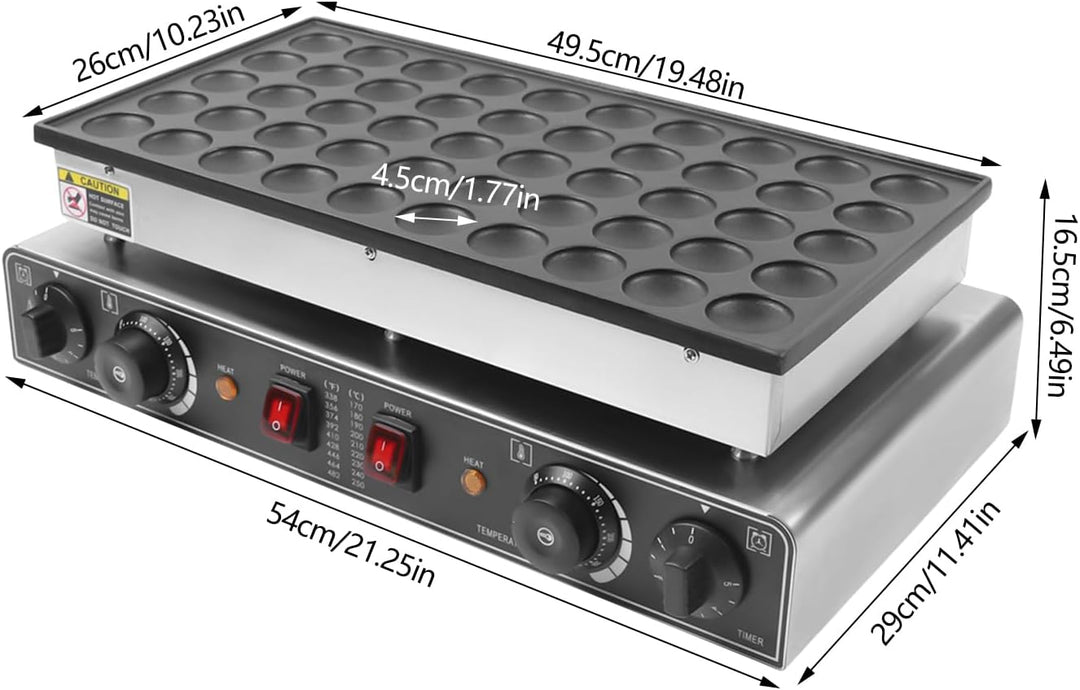 Pancake Maschine, Elektrischer Poffertjes Maker mit 50 Löcher Pfannkuchenpfanne Pfannkuchen Maschine
