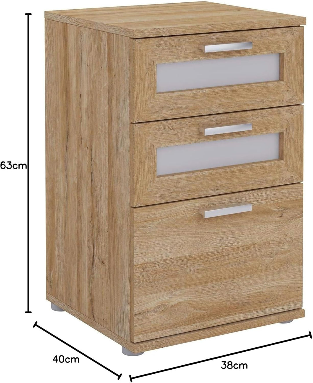CARO-Möbel Nachttisch für Boxspringbetten MARIKE Nachtschrank Nachtkommode in Wildeiche, mit 3 Schub
