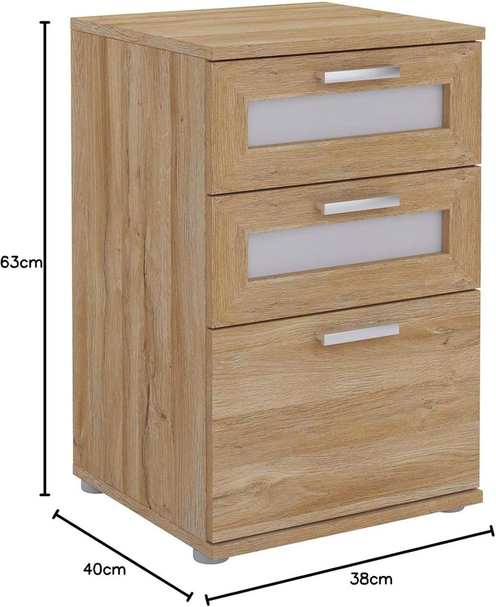 CARO-Möbel Nachttisch für Boxspringbetten MARIKE Nachtschrank Nachtkommode in Wildeiche, mit 3 Schub