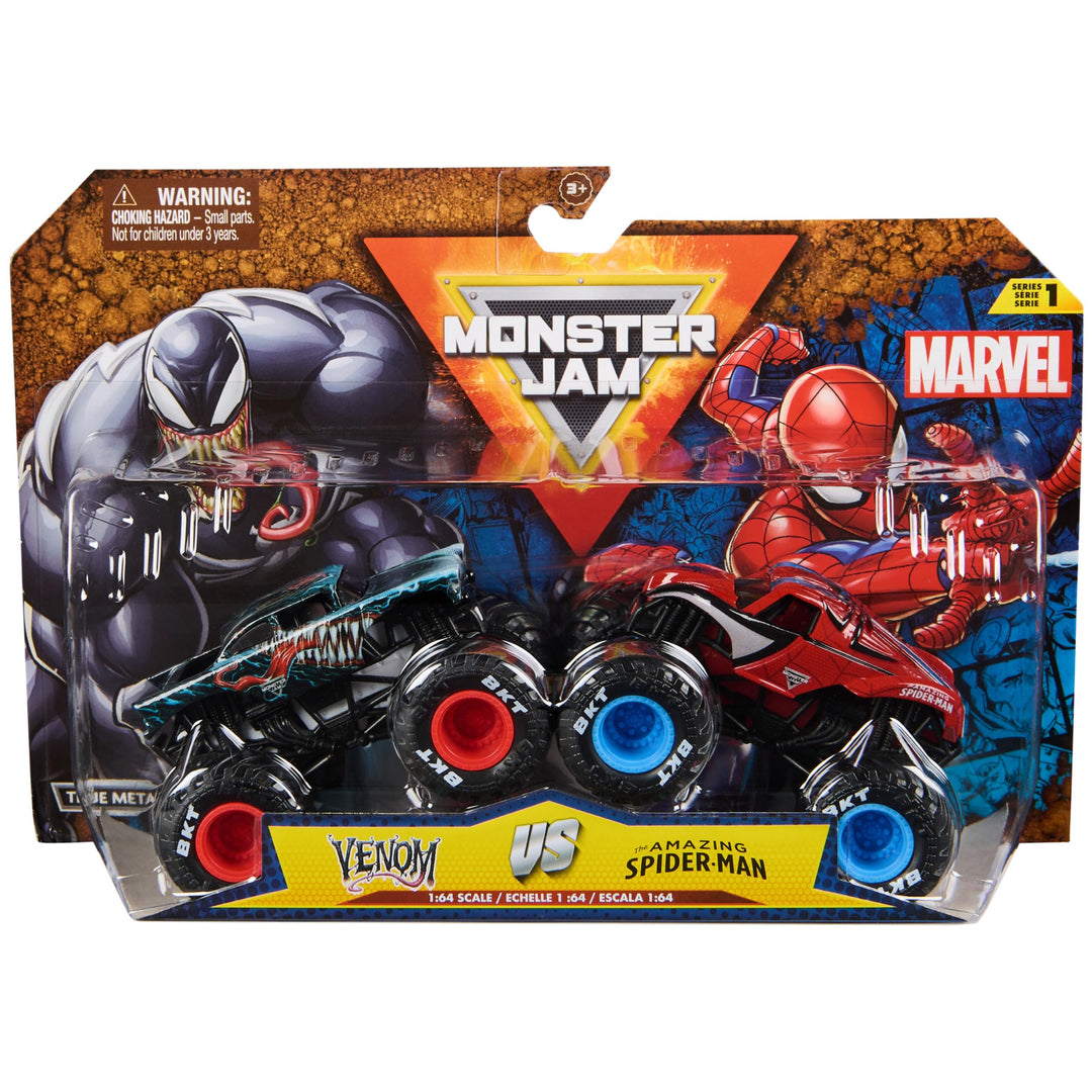 Monster Jam - Zweier-Pack Original Monster Trucks im Marvel Superhelden-Design, Venom vs. Spider-Man