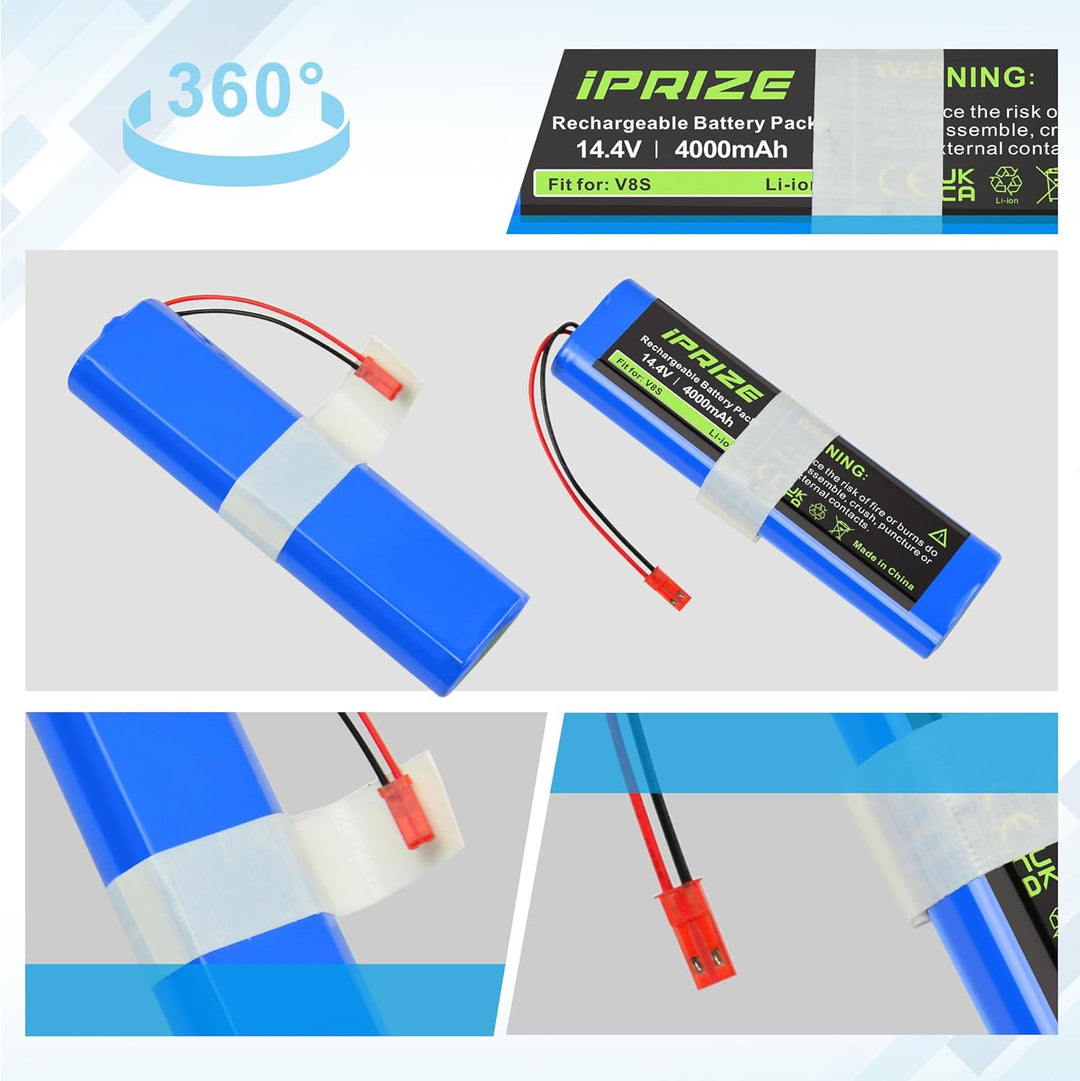 iPrize 14.4V 4000mAh Ersatzakku für iLife V3s Pro, V50, V5s Pro, V8s, X750, 14.4V