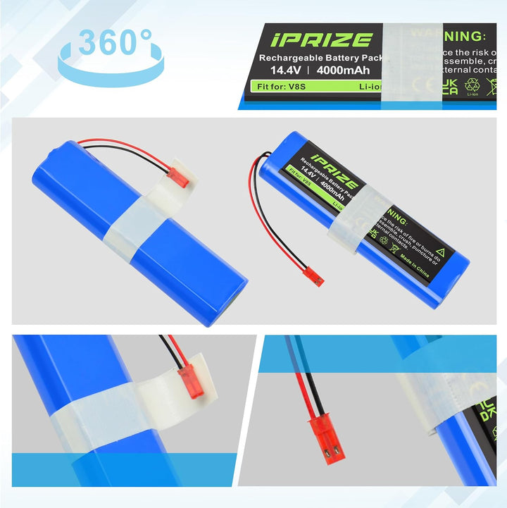 iPrize 14.4V 4000mAh Ersatzakku für iLife V3s Pro, V50, V5s Pro, V8s, X750, 14.4V
