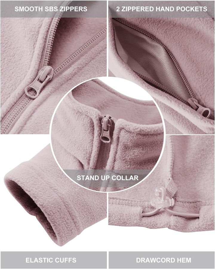 Outdoor Ventures Damen Fleecejacke mit Durchgehendem Reissverschluss Stehkragen Frauen Leichte Fleec