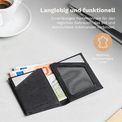 DONBOLSO Herren Leder Slim Wallet mit Münzfach - Herren Front Pocket Wallet - Minimalistische Brieft